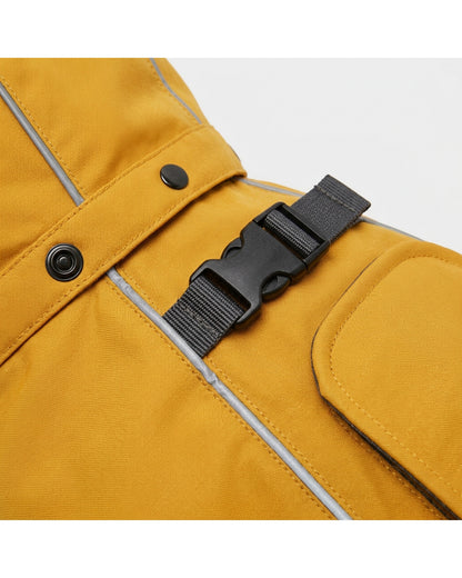 Qlvnd Hooded Pet Raincoat Large Mustard Reflective Trim - Detail view