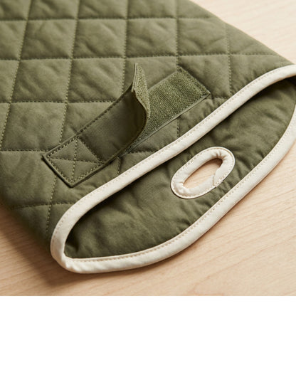 Qlvnd Reversible Quilted Pet Vest Medium Olive Cream - Detail view