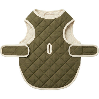 Qlvnd Reversible Quilted Pet Vest Medium Olive Cream - Product view