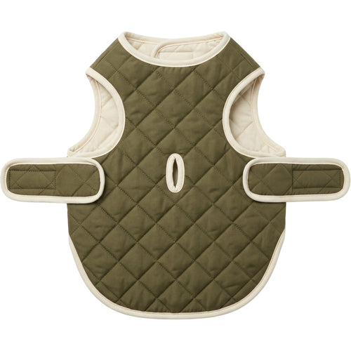Qlvnd Reversible Quilted Pet Vest Medium Olive Cream - Product view