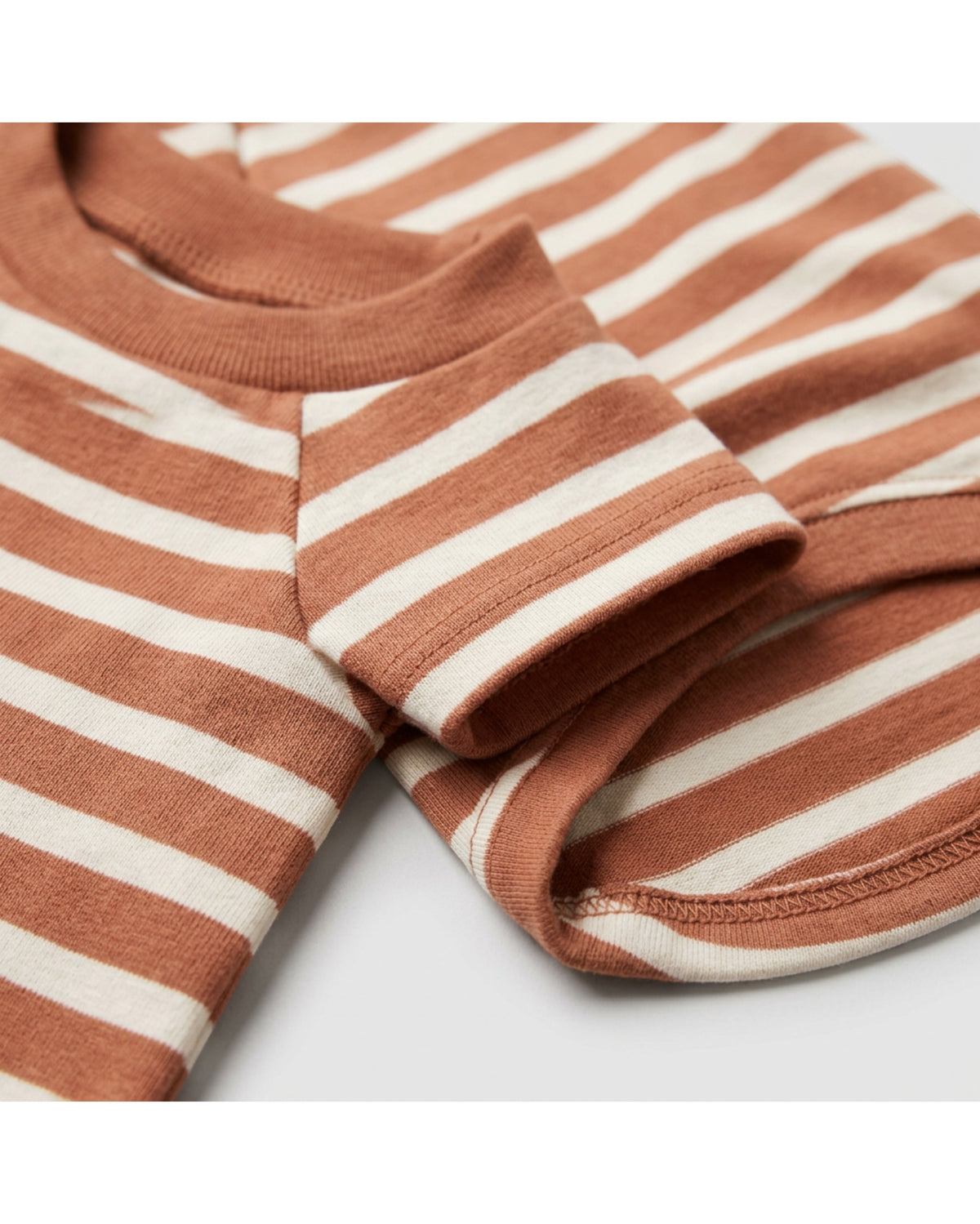 Qlvnd Striped Cotton Jersey Pet T-Shirt Small Clay Ivory - Detail view
