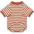 Qlvnd Striped Cotton Jersey Pet T-Shirt Small Clay Ivory - Product view